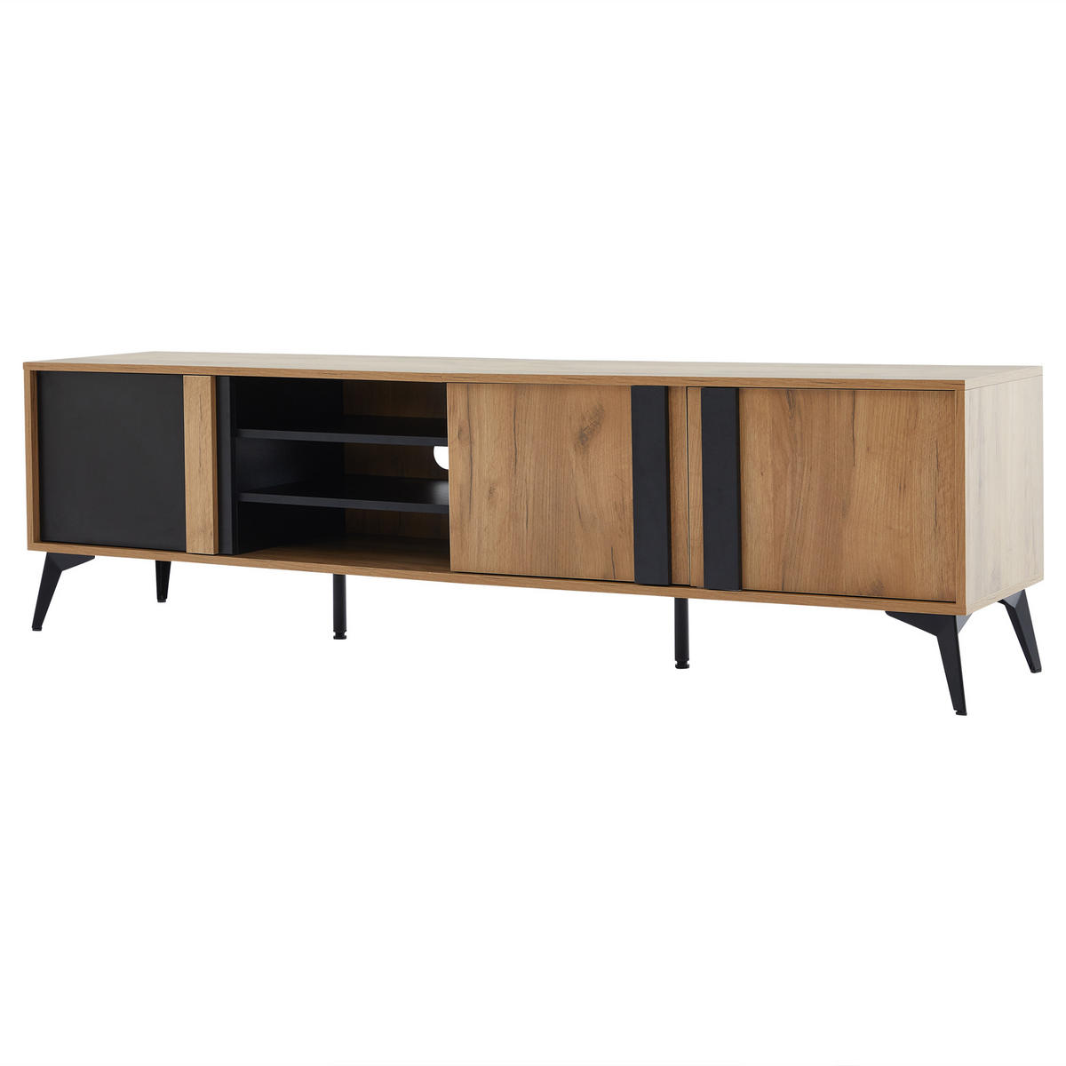 LOWBOARD Lugano Braun Schwarz 180/40/50 cm - Braun, Holzwerkstoff (180/50/40cm) - PANGIVO