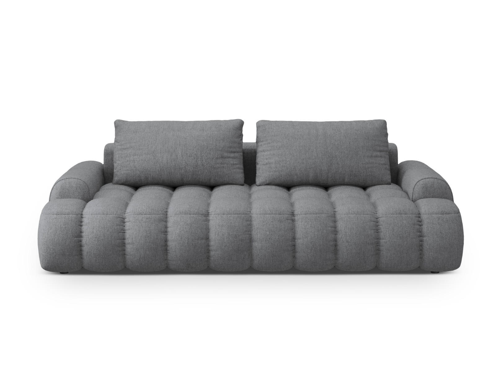 AUSKLAPPBARES-SOFA mit Bettkasten Linz aus strukturiertem Stoff grau 4 Sitzplätze - Grau, Textil (100/84/250cm) - Cosmopolitan Design