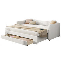 POLSTERBETT 90/200 cm Beige aus Samt mit Ausziehfunktion - Beige, Textil - OKMYHOME