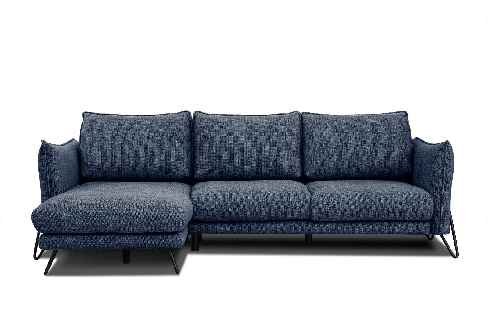 ECKSOFA HOSTEN 4-Sitzer, dunkelblau - Schwarz/Dunkelblau, Holzwerkstoff/Textil (158/269cm) - Courtois Laville