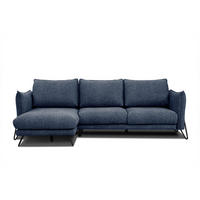 ECKSOFA HOSTEN 4-Sitzer, dunkelblau - Schwarz/Dunkelblau, Holzwerkstoff/Textil (158/269cm) - Courtois Laville