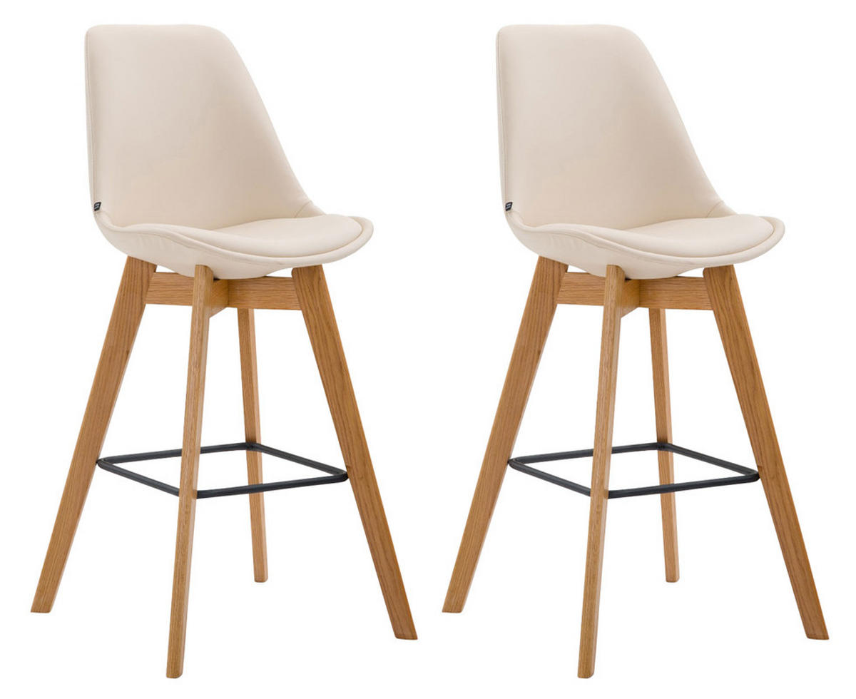 BARHOCKER 2er Set Gikar Kunstleder Creme - Creme, Leder (48/112/56cm) - DELUKE