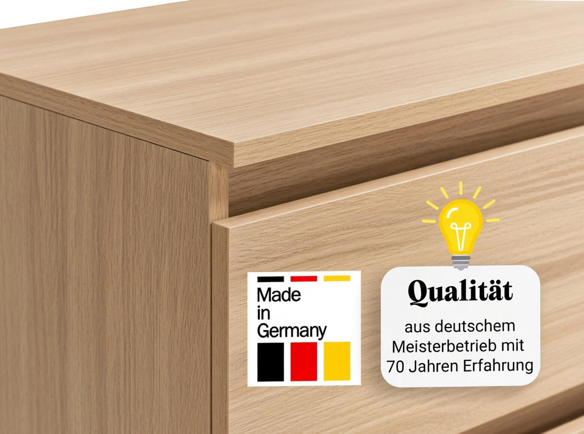 KOMMODE mit 6 Schubladen 95 cm breit in Sonoma - Sonoma Eiche, Holzwerkstoff (95/78/35cm) - Home Collective
