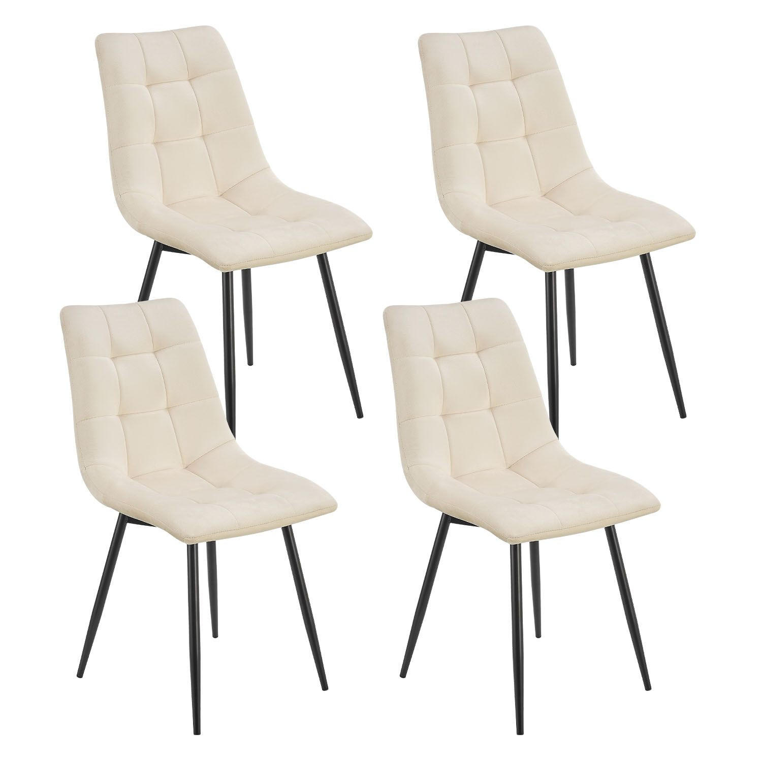 ESSZIMMERSTUHL Blanca Samt beige (4er-Set) - Beige, Textil (46/90/61cm) - Juskys