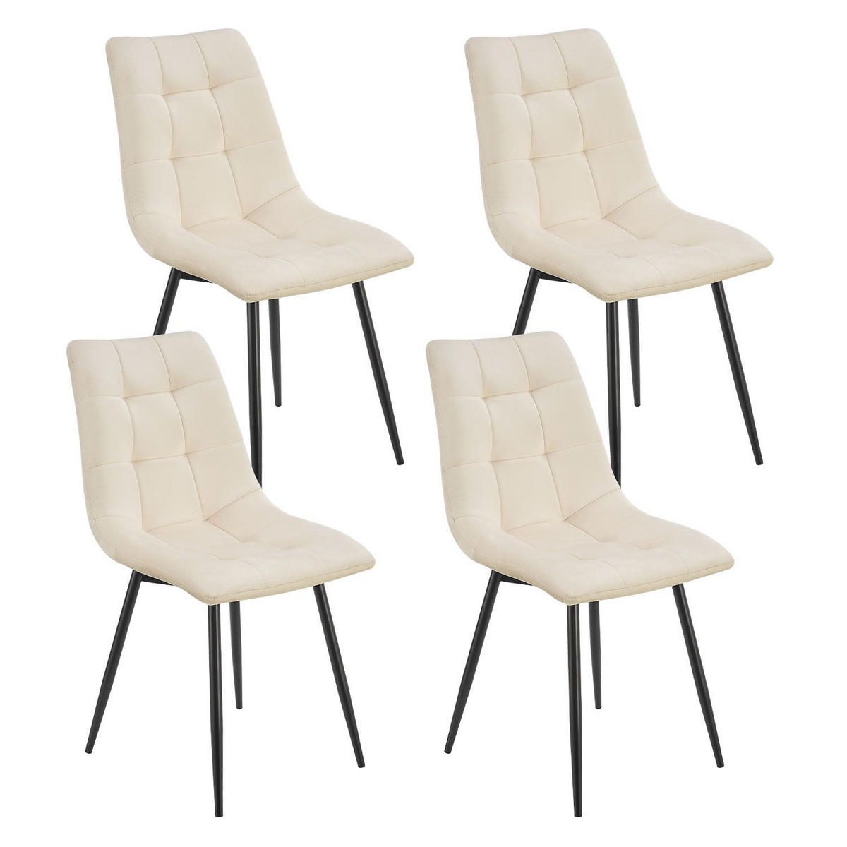 ESSZIMMERSTUHL Blanca Samt beige (4er-Set) - Beige, Textil (46/90/61cm) - Juskys