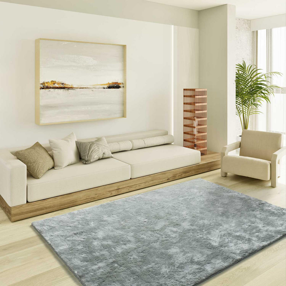 HOCHFLORTEPPICH Silber Roma 160/230 cm - Silberfarben, Kunststoff/Textil (160/230cm) - Atticgo
