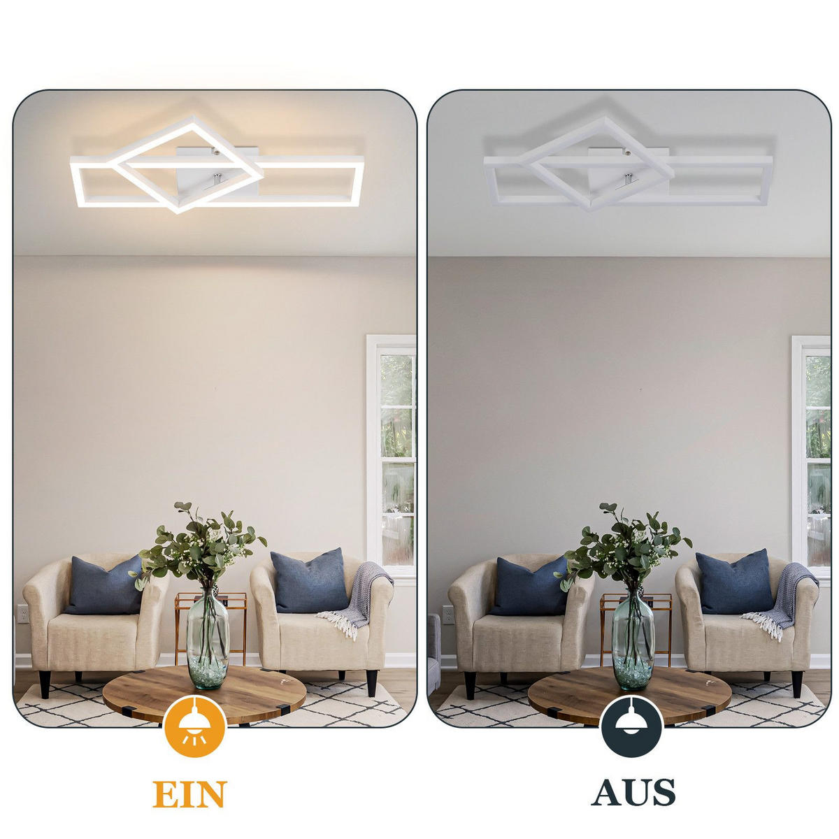 LED-DECKENLEUCHTE Malloy 42/20/7 cm - Weiß, Metall (20/42/7cm) - Nettlife