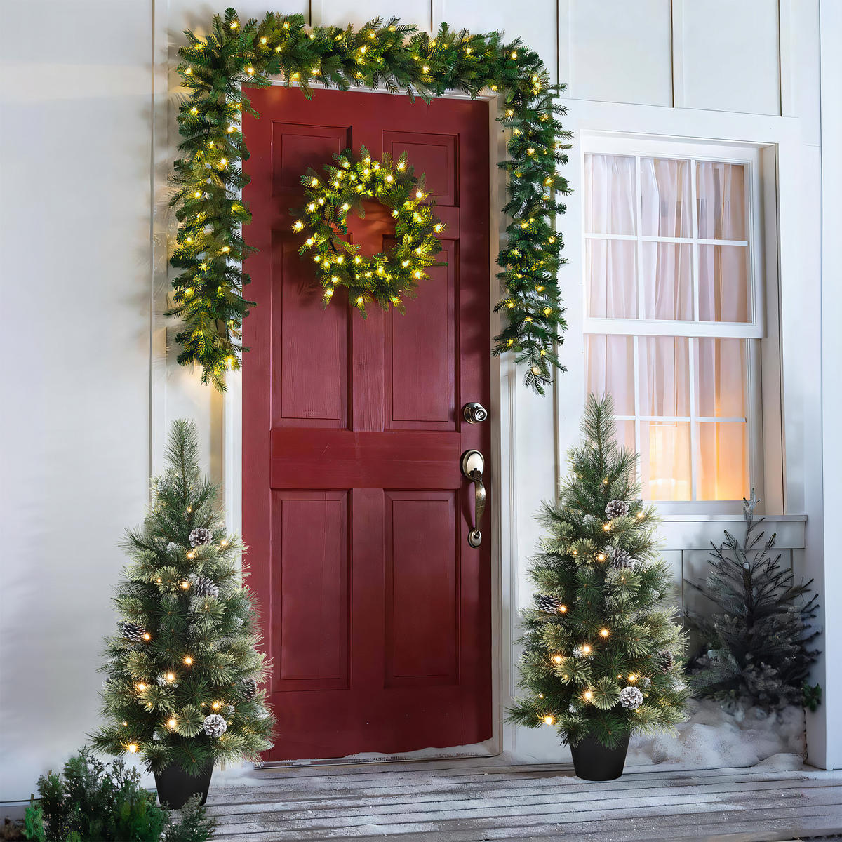 KÜNSTLICHER Weihnachtsbaum mit Beleuchtung und Timer, 90 cm - Grün, Kunststoff (90cm) - Hometopia