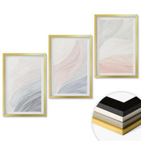 WANDBILDER 3er Set - 40x60 cm Goldrahmen - Abstrakte Wellen, Karton, Pastell - Goldfarben, Kunststoff (40/60cm) - ArtPrintCave