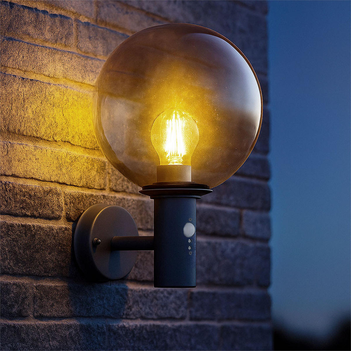 LED AUSSEN-WANDLEUCHTE Edelstahl Anthrazit - Anthrazit, Glas (25/37/26.5cm) - Globo Lighting