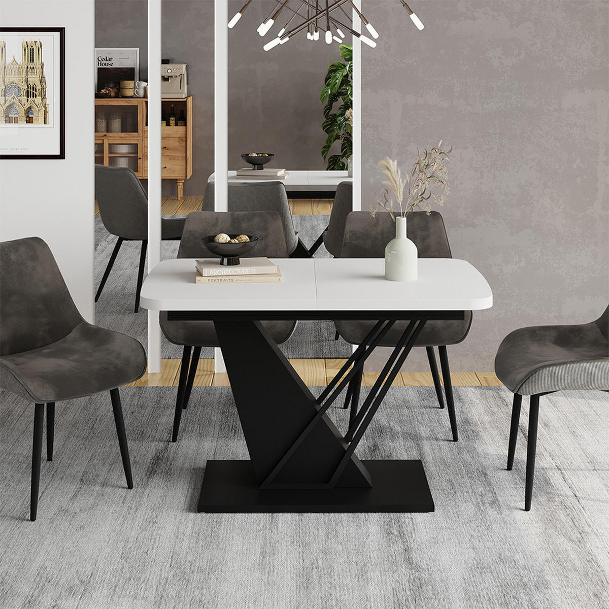 JÍDELNÍ STŮL Fenaro Bílá/černá - bílá/černá, kompozitní dřevo (80/120/77.4cm) - Vicco