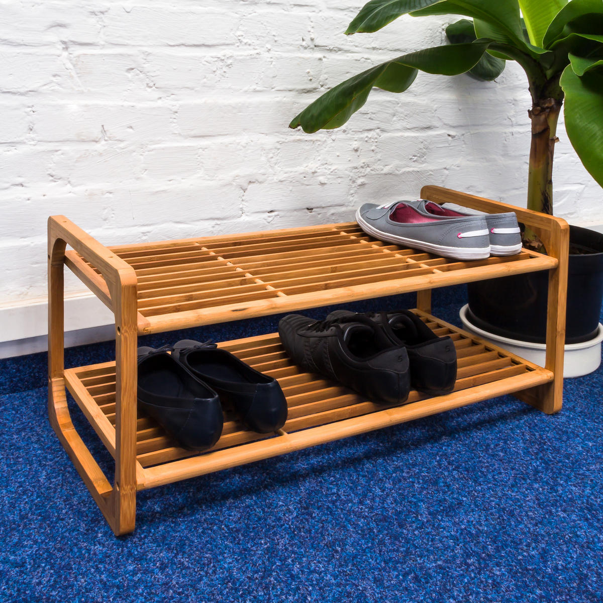 SCHUHREGAL - Hellbraun, Holz (75/33/33cm) - Relaxdays