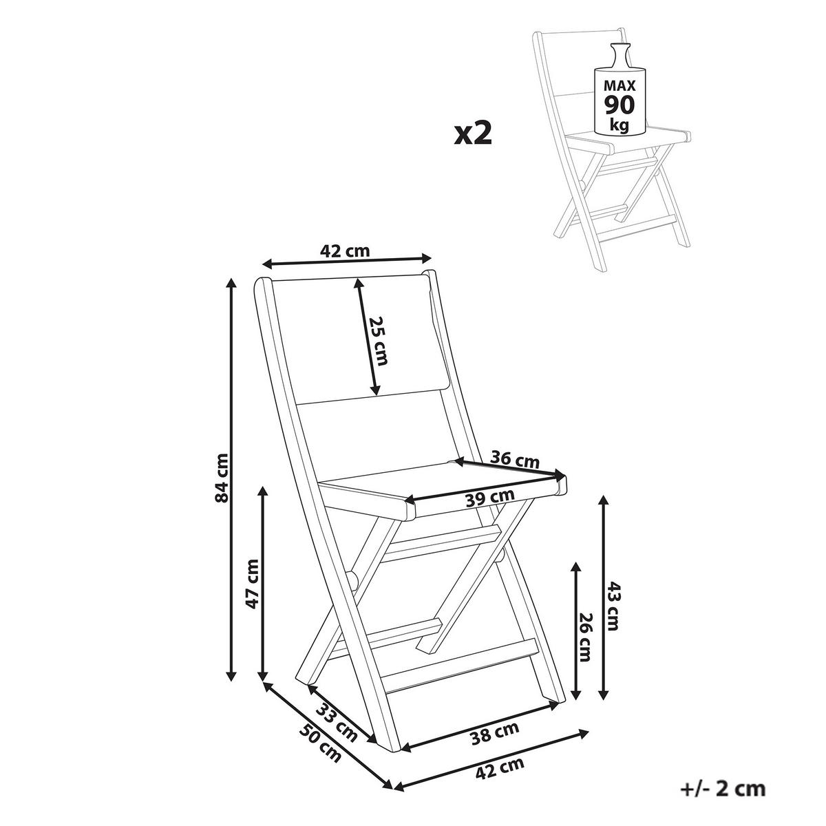 GARTENSTUHL 2er Set Grün Prossedi - Hellbraun/Grün, Holz (42/84/50cm) - Beliani