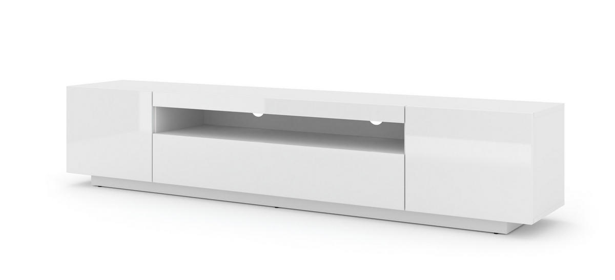 TV LOWBOARD Weiß, Weiß Hochglanz 200/42/37 - Weiß Hochglanz/Weiß, Holzwerkstoff (200/42/37cm) - RAUMHIRSCH FURNITURE