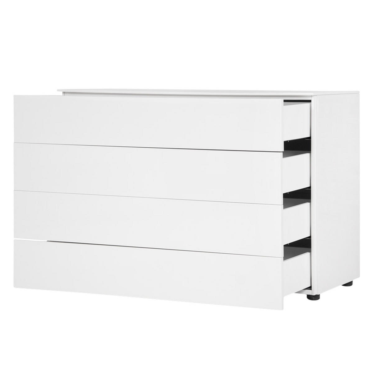KOMMODE - Hochglanz Weiß - Weiß Hochglanz, Holzwerkstoff (110/75/45cm) - home24