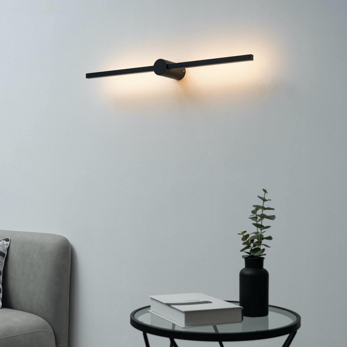 WANDLEUCHTE Eydon, Schwarz, 80cm - Schwarz, Metall (13/6.5/80cm) - KOSILUM