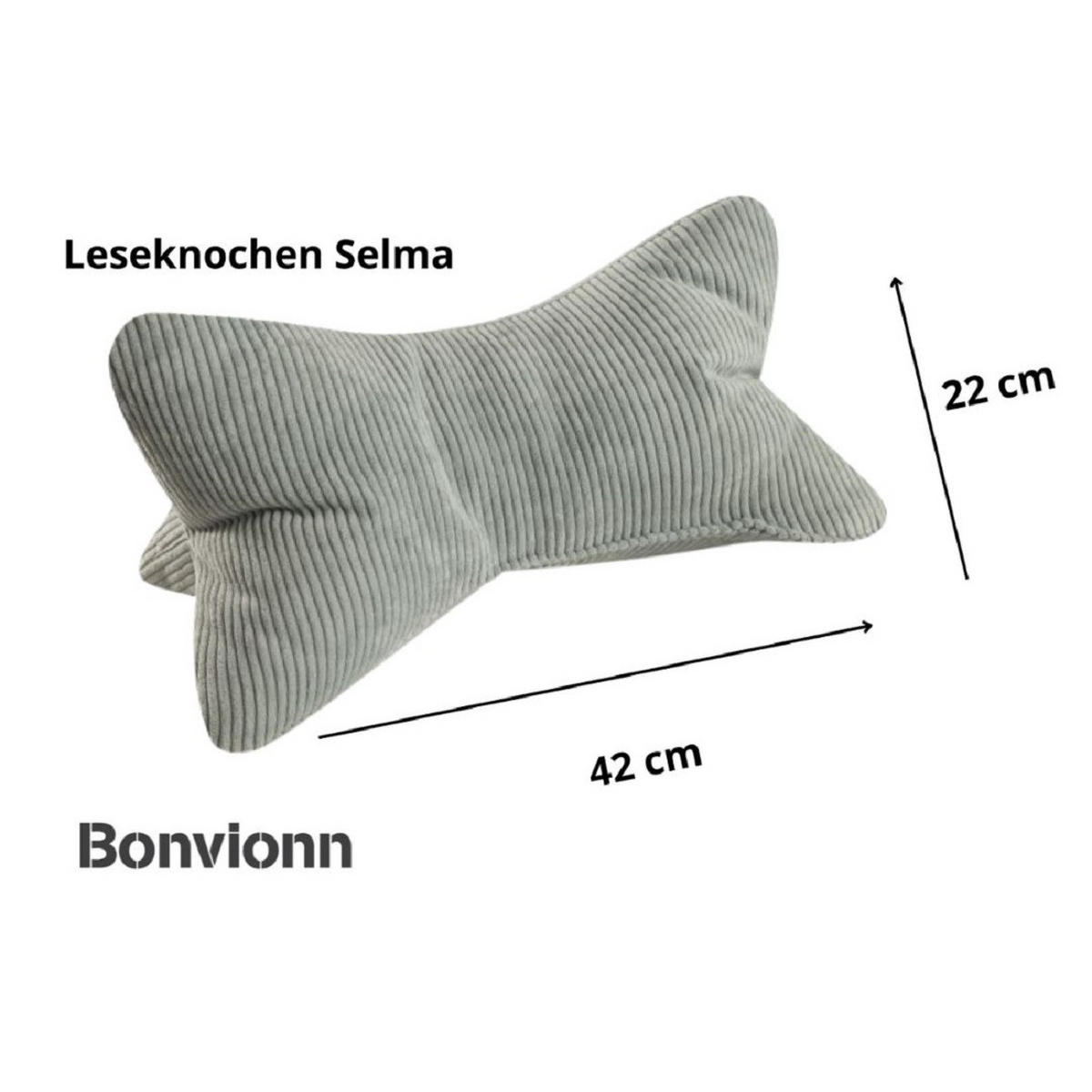 KISSEN Leseknochen Selma - Mintgrün, Textil (22/42cm) - Bonvionn