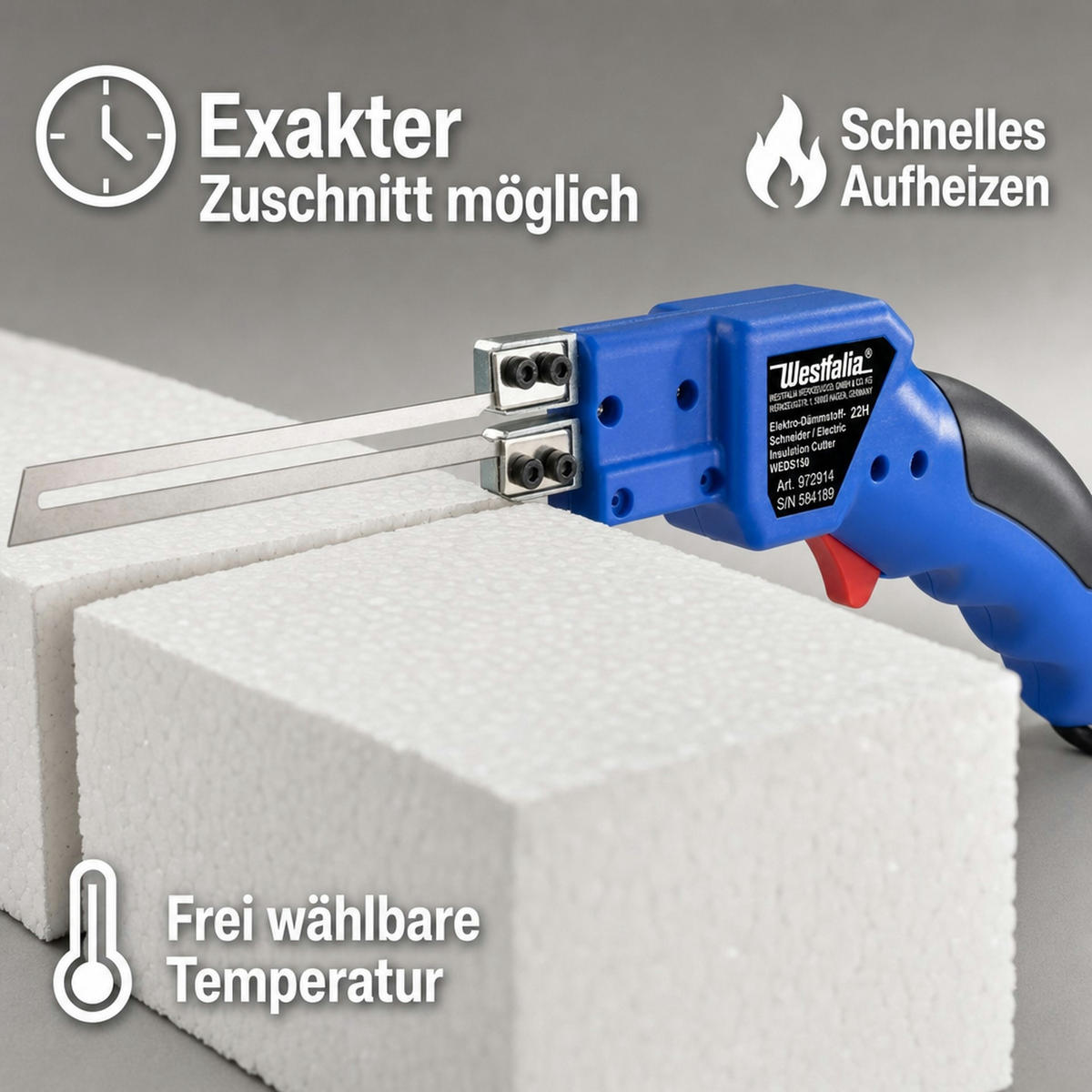 ELEKTRISCHER Dämmstoffschneider 150 Watt - Blau, Metall (40/11/4cm) - Westfalia