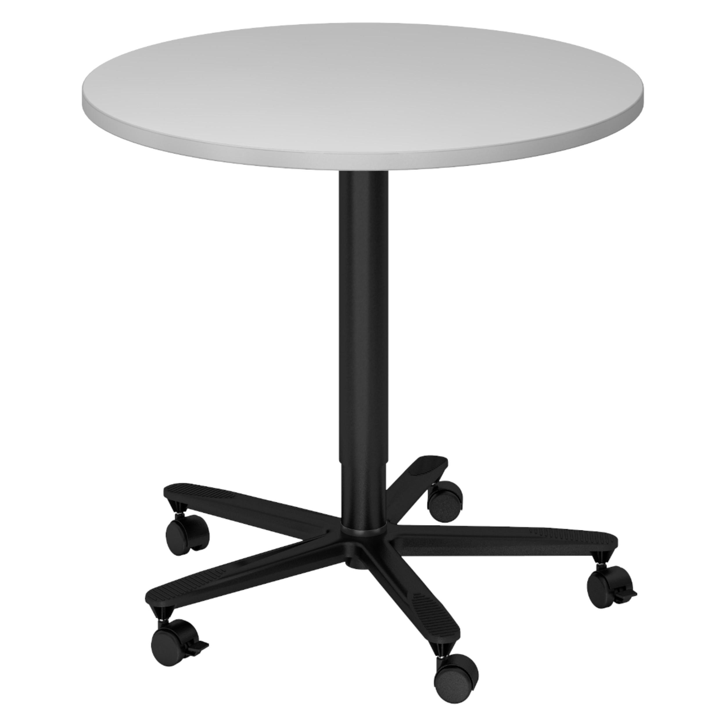 SÄULENHUBTISCH rund ST 80/80/74 cm in Grau/schwarz - Schwarz/Grau, Holzwerkstoff (80/80/74cm) - bümö