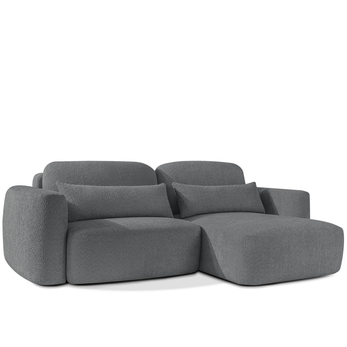 ECKSOFA rechts ELOSA - Dunkelgrau, Holz/Textil (245/165cm) - KONSIMO®