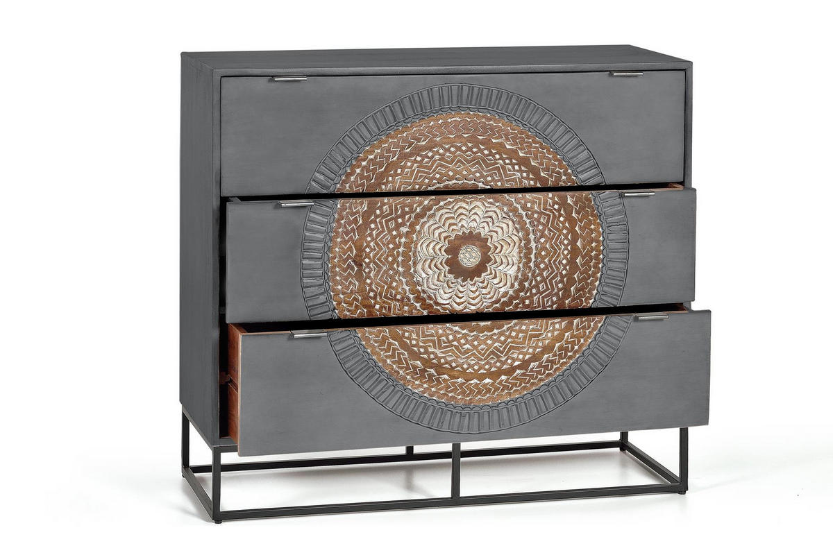 KOMMODE aus Mangoholz - Grau, Holz (40/90/100cm) - Giner y Colomer