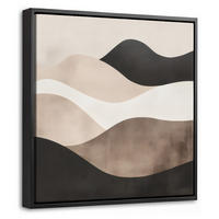 LEINWAND Bilder mit Rahmen - Abstrakt - Landschaft - Wellen - Cremefarben - 20x20 - Cappuccino, Textil (20/20cm) - MuchoWow