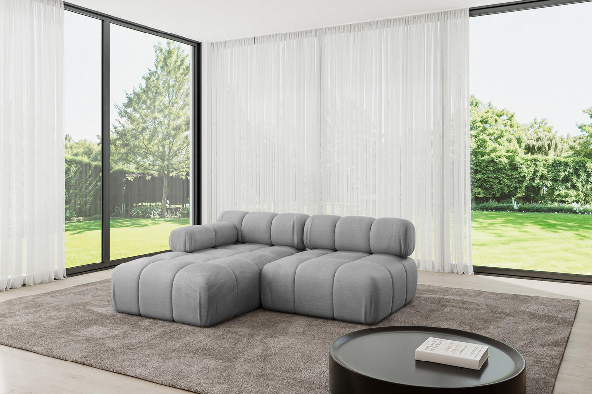ECKSOFA modulares Sofa Razon-L1 - 190x160x70 cm Hellgrau Velours - Hellgrau, Holzwerkstoff/Textil (190/160cm) - ALTDECOR