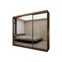 SCHWEBETÜRENSCHRANK BELLINA 240/216/61 cm Modern Kleiderschrank 3-türig mit Spiegel Nussbaumfarben - Nussbaumfarben, Holzwerkstoff (240/216/61cm) - MASSENO