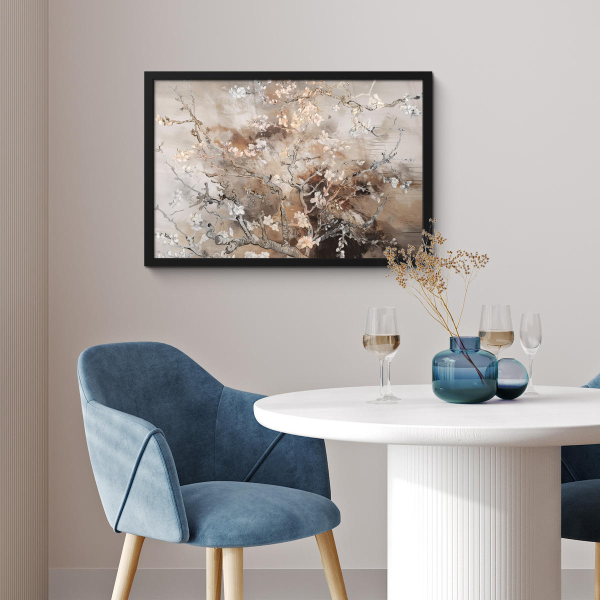 POSTER MIT RAHMEN Mandelblüte - Kunst - Van Gogh - Beige - Abstrakt 60x40 cm - Braun, Papier (60/40cm) - MuchoWow