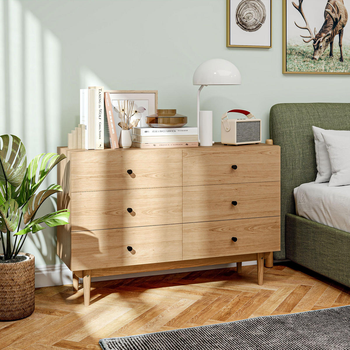 KOMMODE Holzfarben 120/40/80 cm mit 6 Schubladen - Braun, Holzwerkstoff (120/80/40cm) - PANGIVO