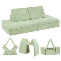 KINDERSOFA Spielparadies - Hellgrün, Textil (66/52/150cm) - Linodino