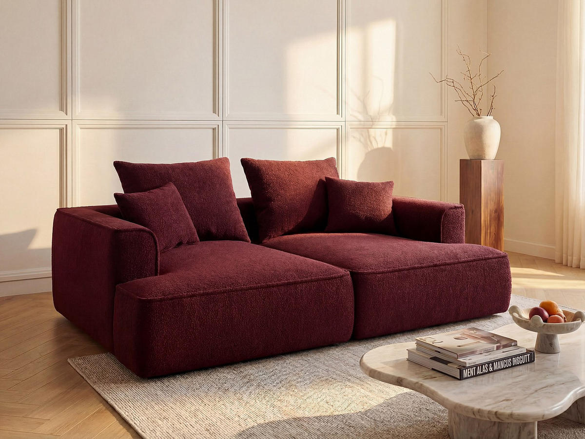 SOFA ohne Schlafmöglichkeit - 3 Personen-Sitzer - Samt - Bordeaux - - Bordeaux, Textil (230/67/180cm) - Vente-Unique