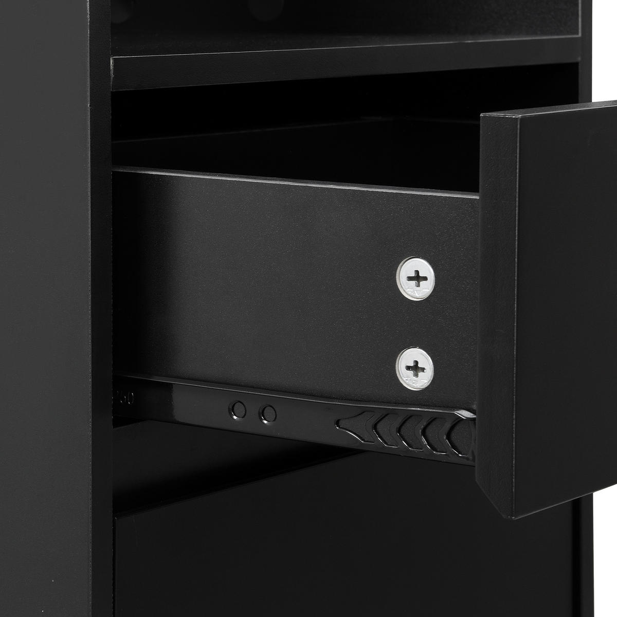 SCHUHSCHRANK aus MDF H180 & B100 & T35cm in Schwarz mit Sitzbank & Stecktafel - Schwarz, Holzwerkstoff (100/180/35cm) - Modfu