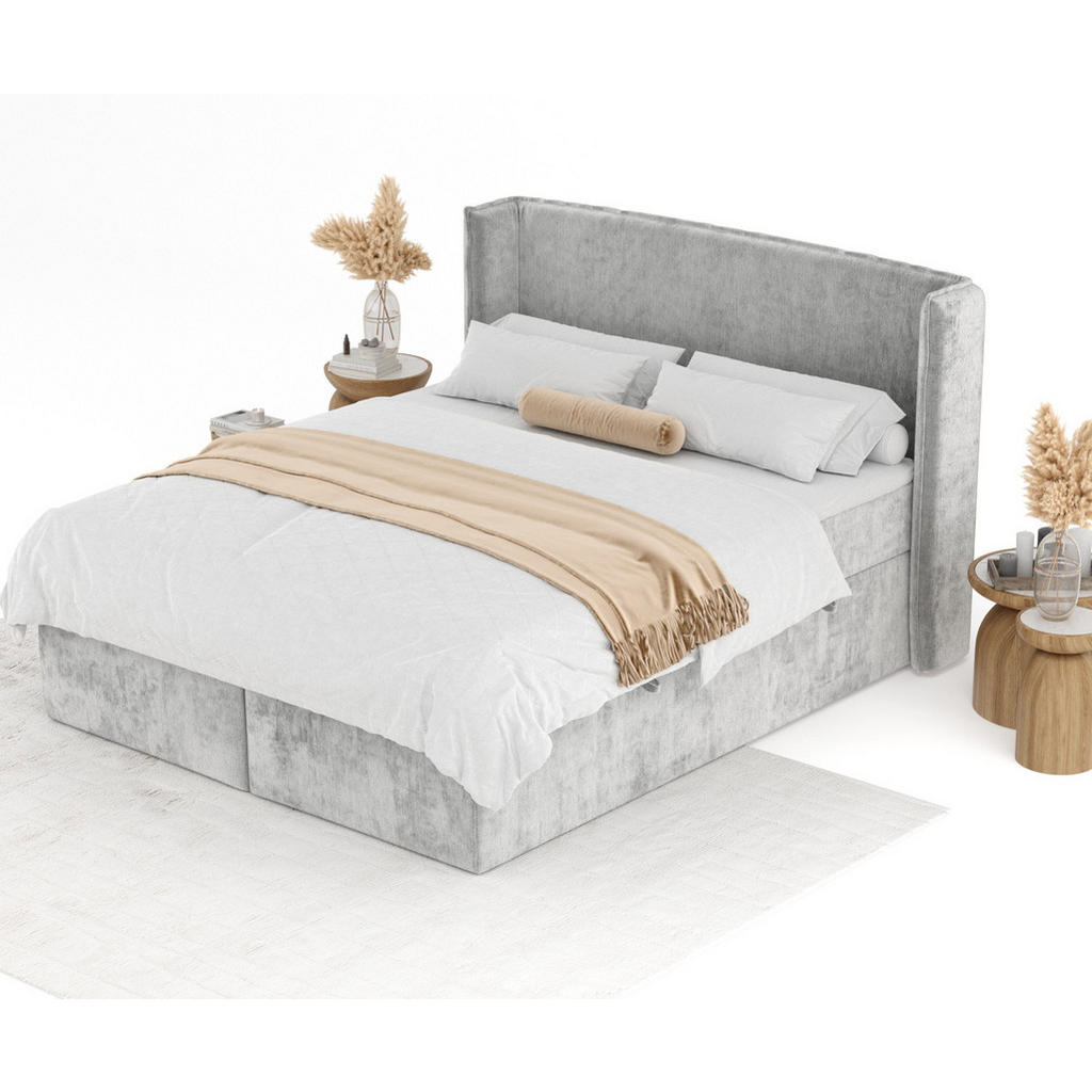 Thumbnail - Maison de Reve Boxbett, Grau, Textil, Buche, Kiefer, H3, Höhe ca. 20 cm, 140x200 cm, Oeko-Tex® Standard 100, FSC 100%, M...
