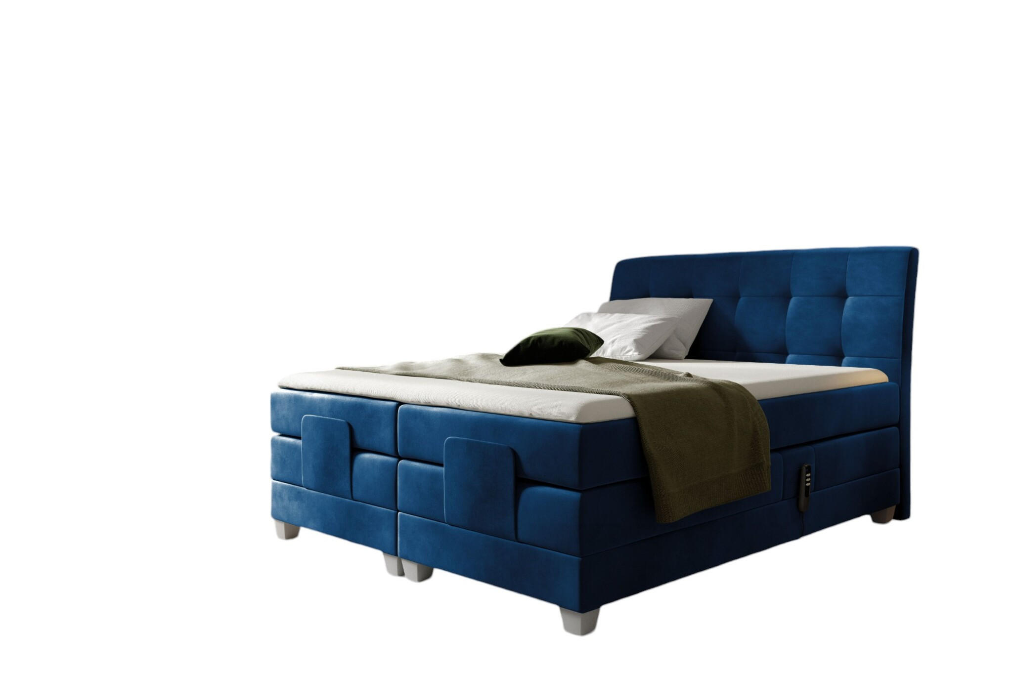 BOXSPRINGBETT Elektrisch Franco - Dunkelblau, Holzwerkstoff/Textil (140/200cm) - Fun Möbel