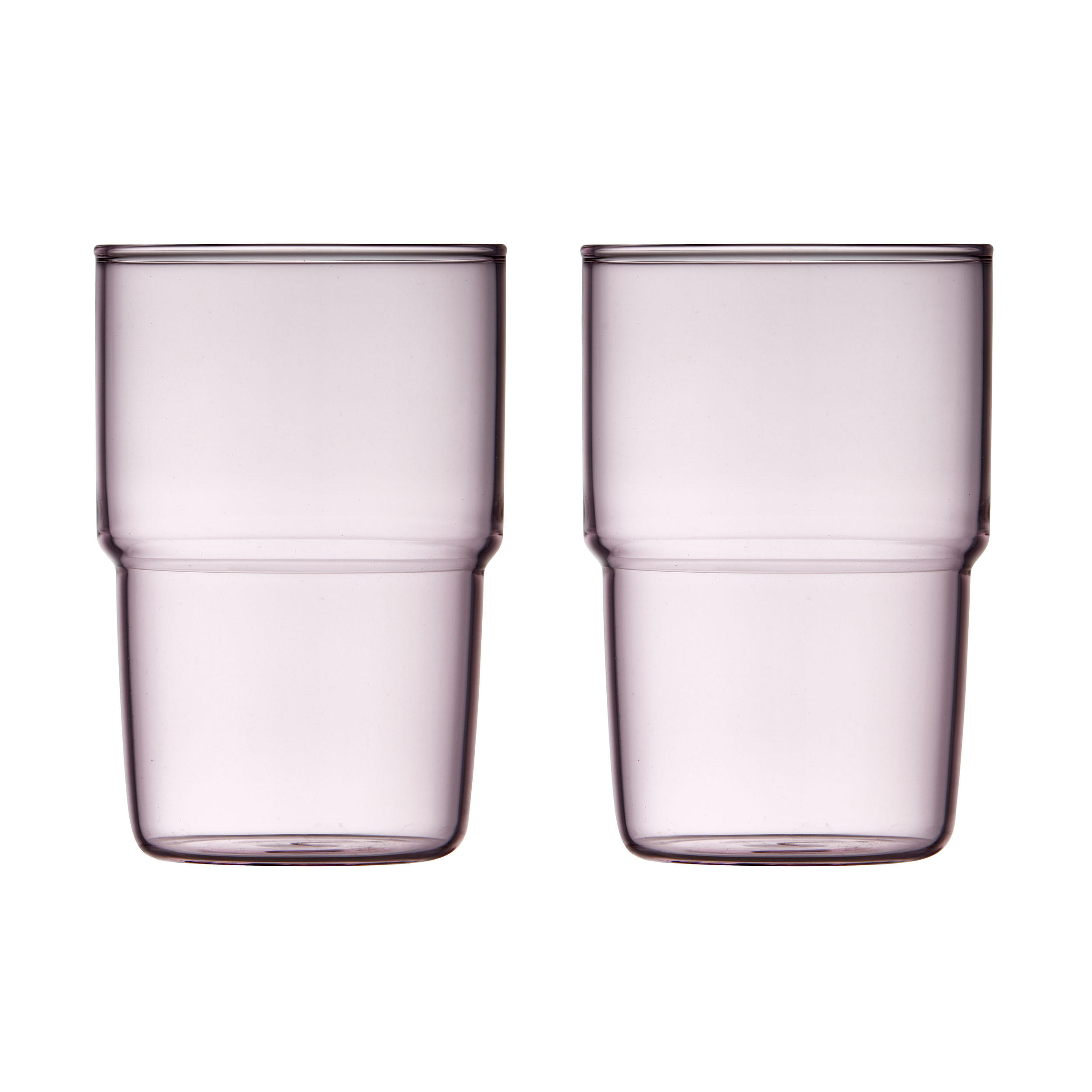 TRINKGLAS Torino 2er Set, Glas, Pink, 400 ml - Pink, Glas (0.4L) - Lyngby Glas