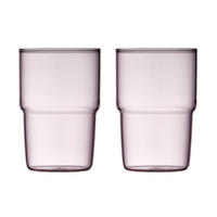 TRINKGLAS Torino 2er Set, Glas, Pink, 400 ml - Pink, Glas (0.4L) - Lyngby Glas