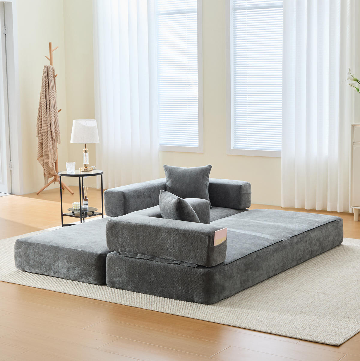 SOFA modular 198 x 79 x 60 cm Chenille Dark Gray - Dunkelgrau, Kunststoff (31.1/23.62/77.95cm) - Meubliv