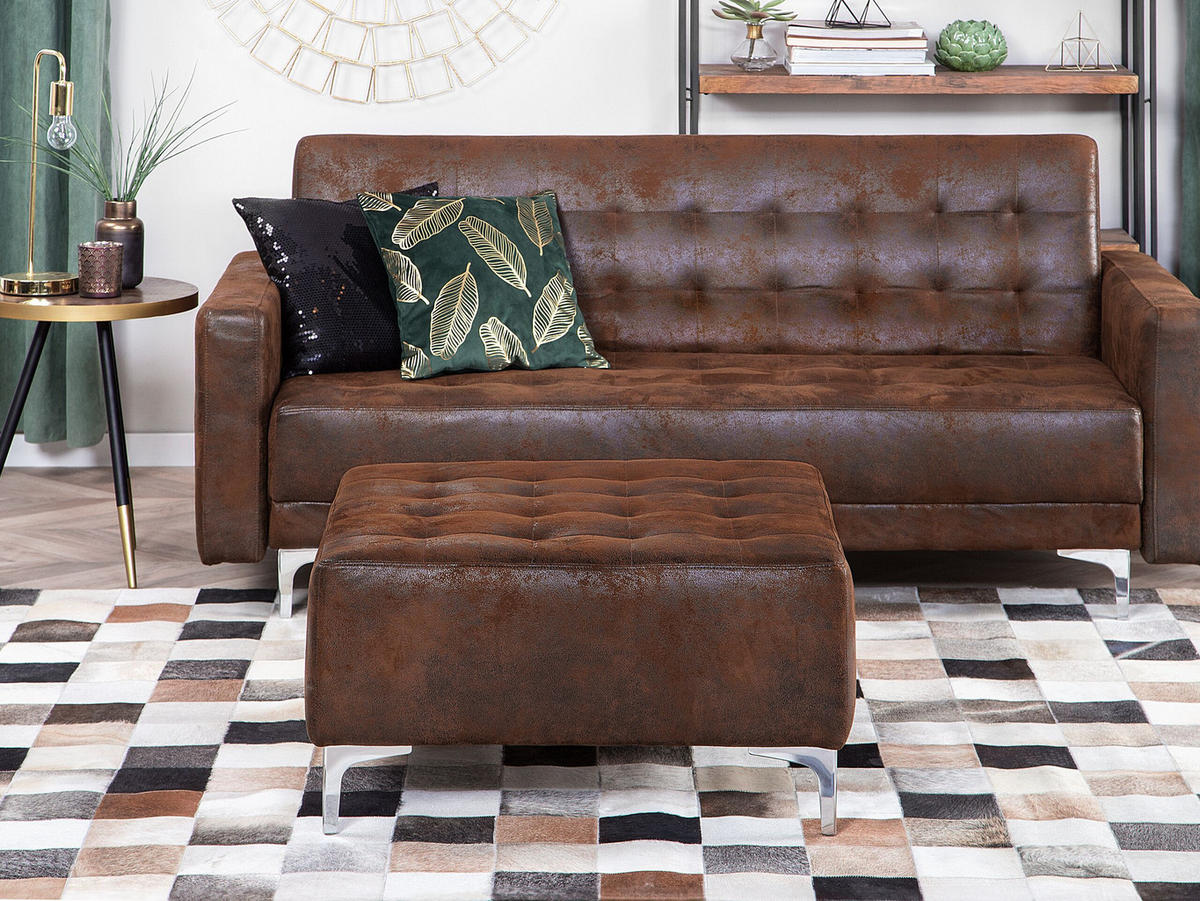 OTTOMANE Aberdeen 80/80/41 cm - Braun, Kunststoff/Textil (80/41/80cm) - Beliani