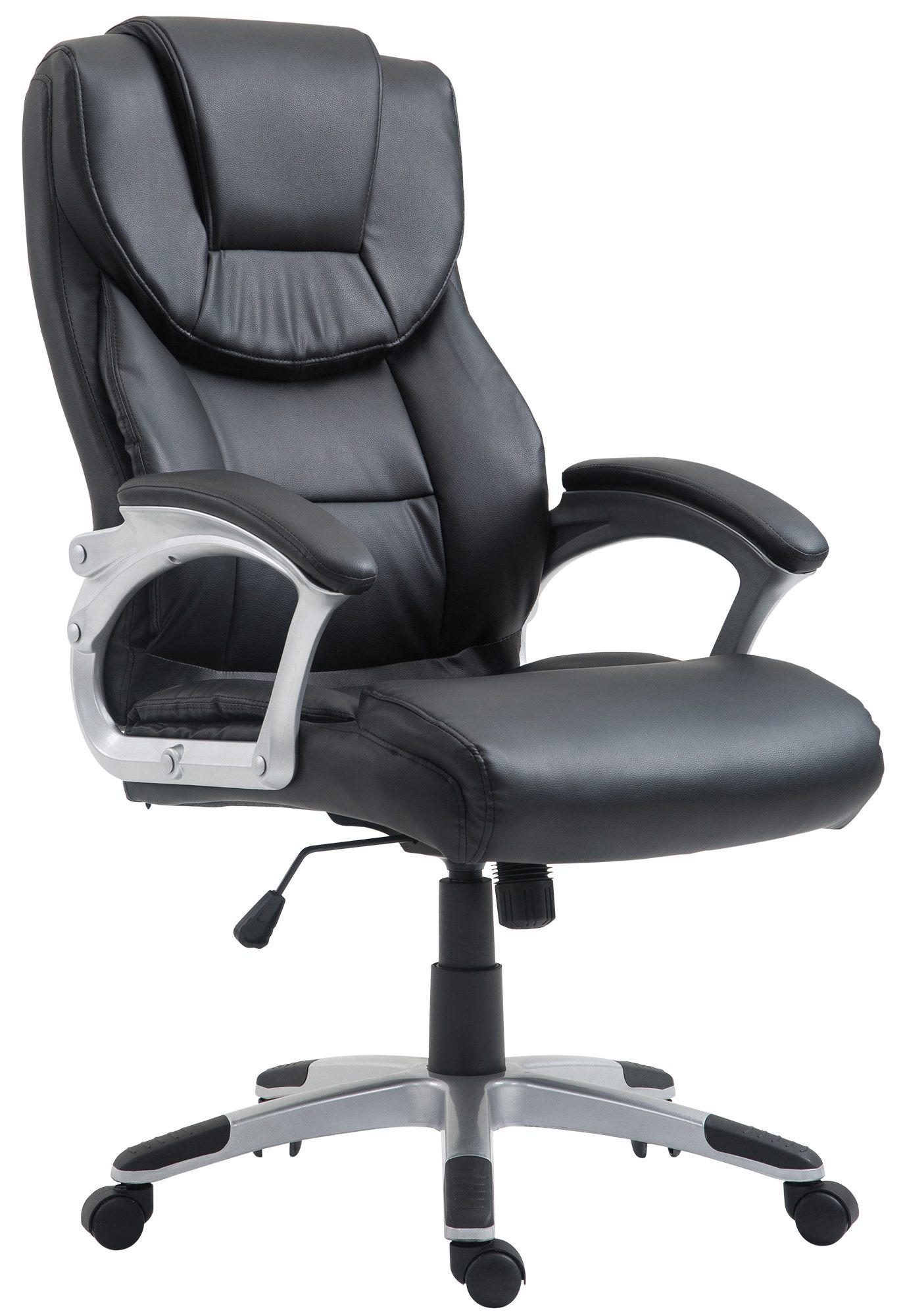 CHEFSESSEL Lederlook Schwarz - Schwarz/Grau, Kunststoff/Textil (65/109/73cm) - CLP