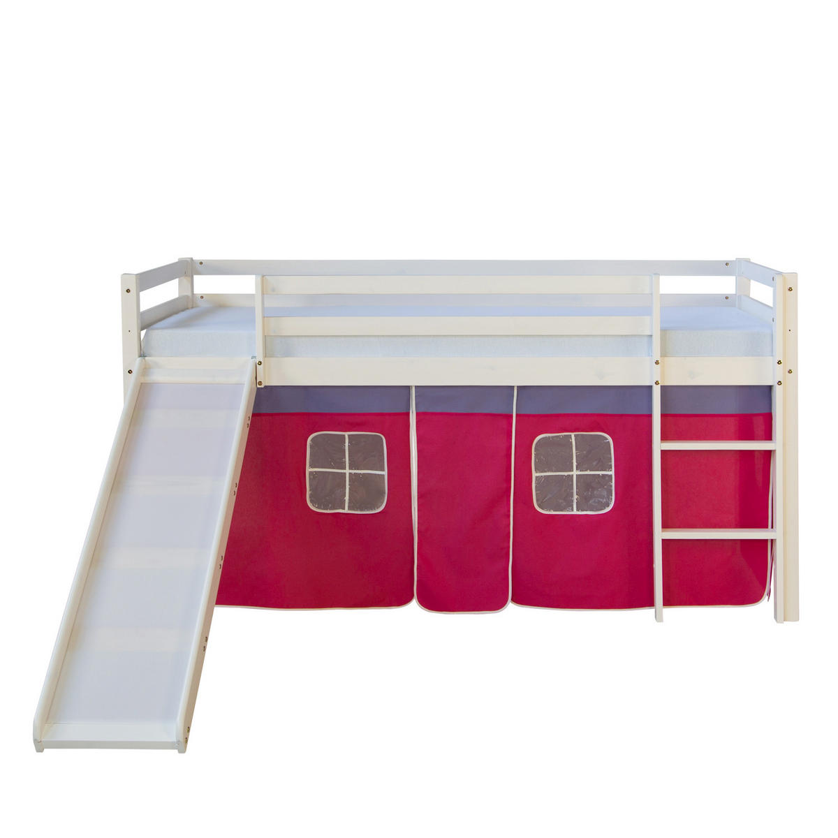 HOCHBETT mit Rutsche 90/200 cm Pink - Pink/Weiß, Holz - Homestyle4u