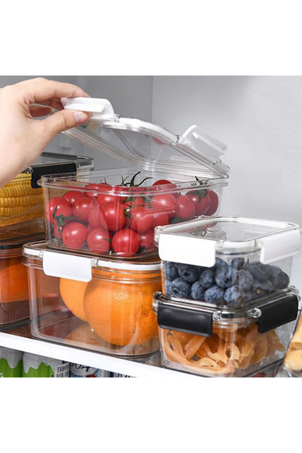 FRISCHHALTEDOSEN 3er-Set aus PP Kunststoff in Transparent Rechteckig 23 x 16,5 x 8,6 cm - Weiß, Glas (23/8.6/16.5cm) - Livingandhome