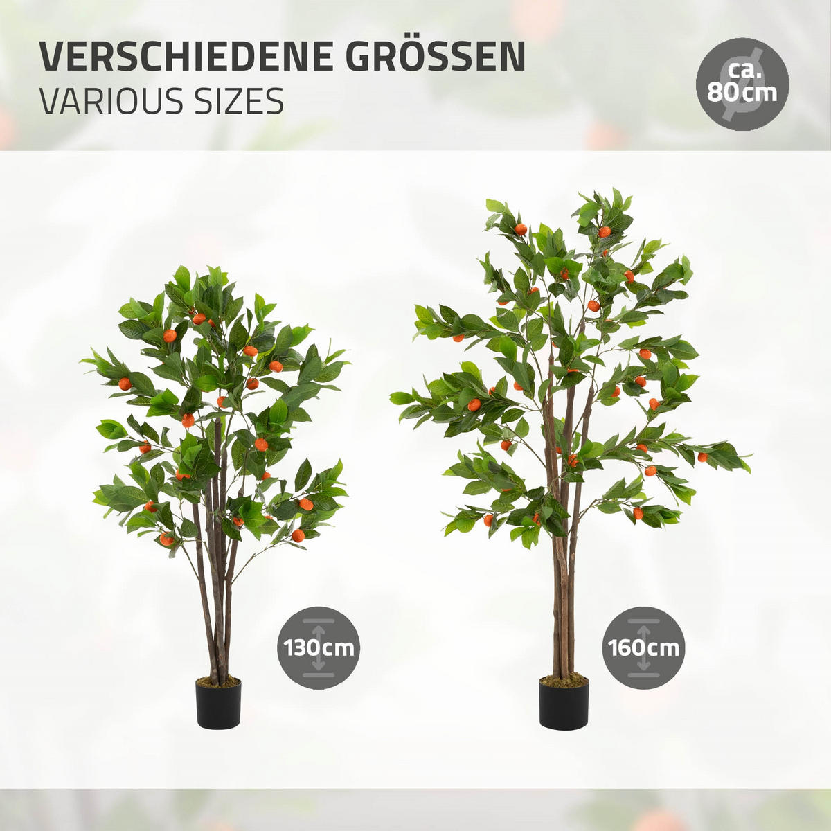 KUNSTPFLANZE Orangenbaum 130 cm aus Kunststoff - Orange/Grün, Kunststoff/Textil (130cm) - ML-DESIGN
