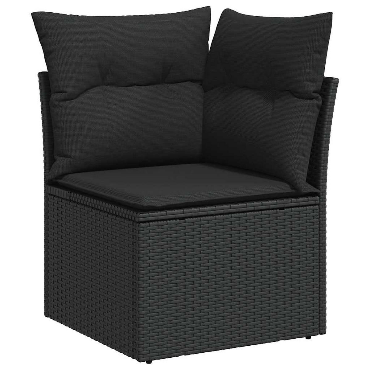 GARTEN-SOFAGARNITUR 7Er Set Mit Kissen Schwarz Poly Rattan - Schwarz, Kunststoff - vidaXL