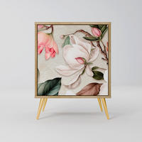 SIDEBOARD FLORAL GRACE, Eichefarben, 57,5x42x75,5 cm, Goldfarbene Metallfüße - Eichefarben/Goldfarben, Holzwerkstoff/Metall (57.5/75.5/42cm) - SpaceRebels