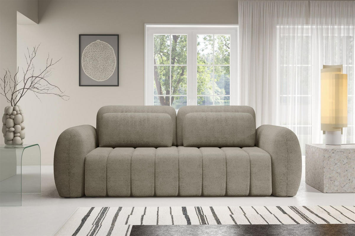 SCHLAFSOFA Caria - Beige, Holzwerkstoff/Textil (266/95/110cm) - Fun Möbel