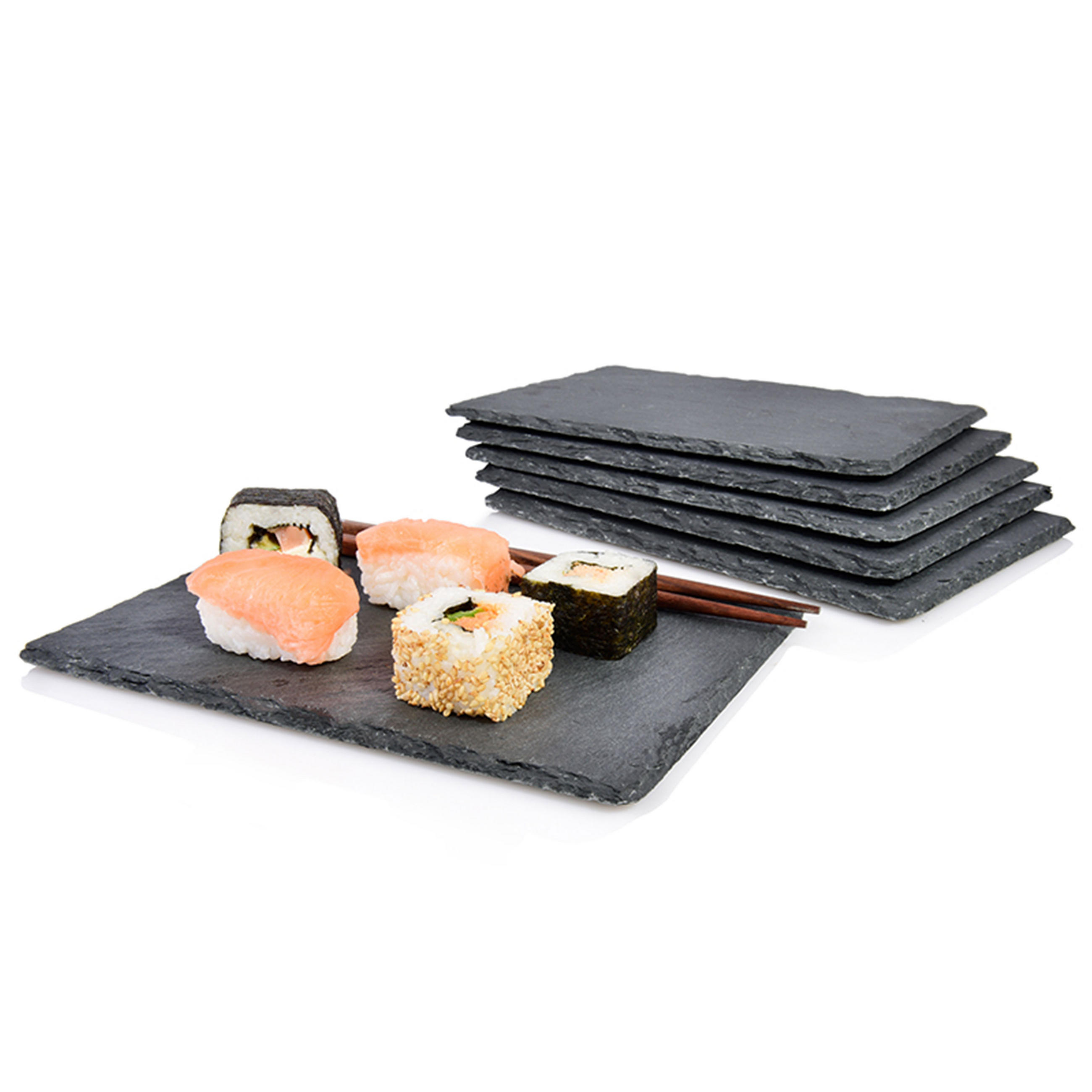 SCHIEFERPLATTEN SET - 6 teilig lasiert - Schwarz, Naturmaterialien (16/0.5/22cm) - Sänger