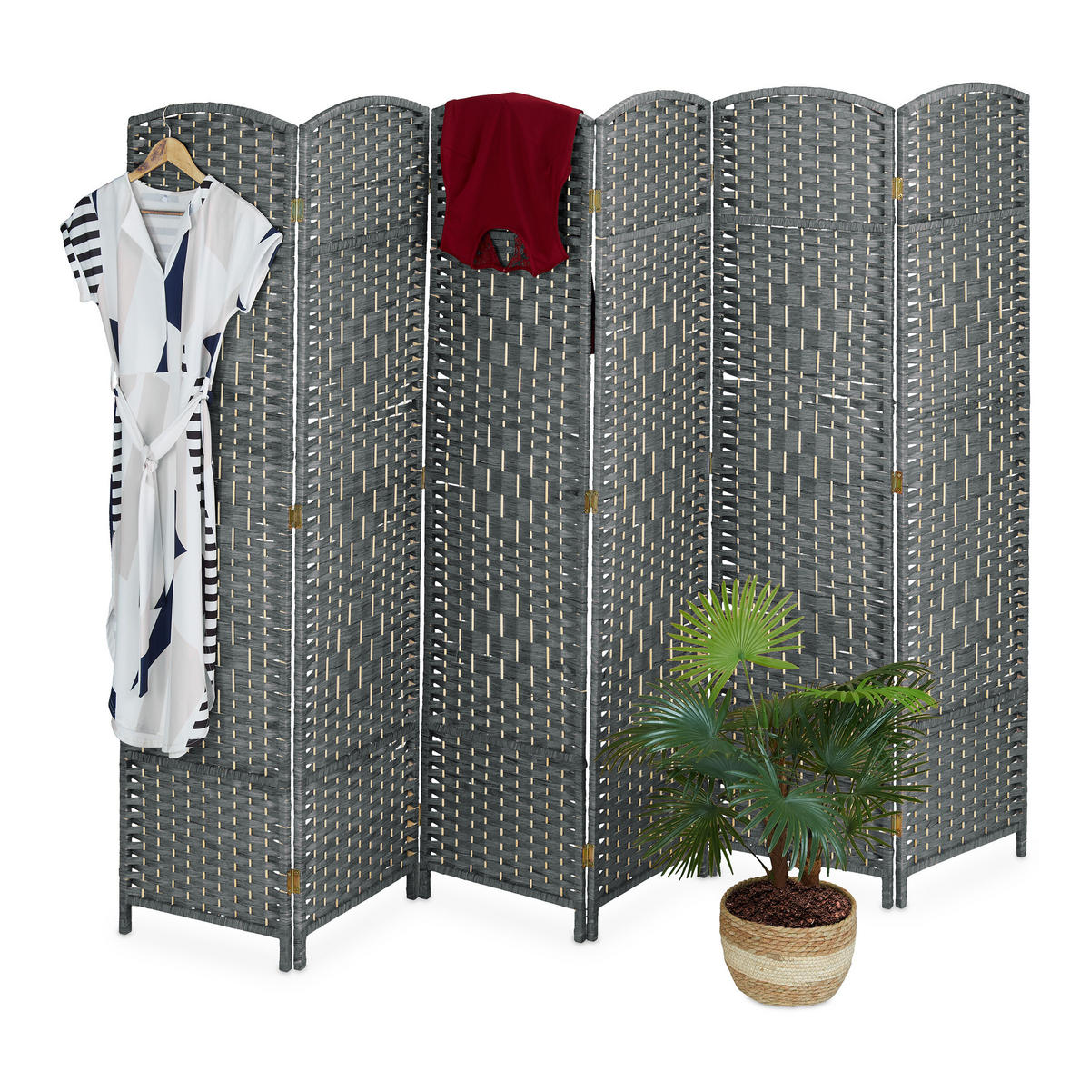 OBRAZOVKA - sivá, drevo/papier (240/170/2cm) - Relaxdays