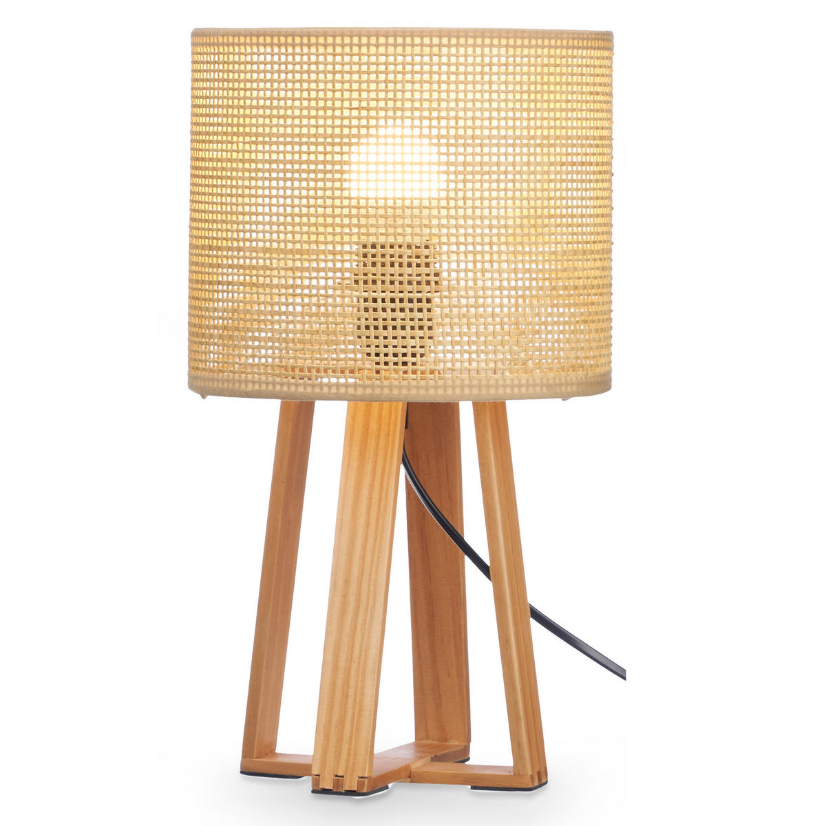 NACHTTISCHLAMPE Boho Natural 36 cm - Beige, Holz (20/20/36cm) - Giftdecor