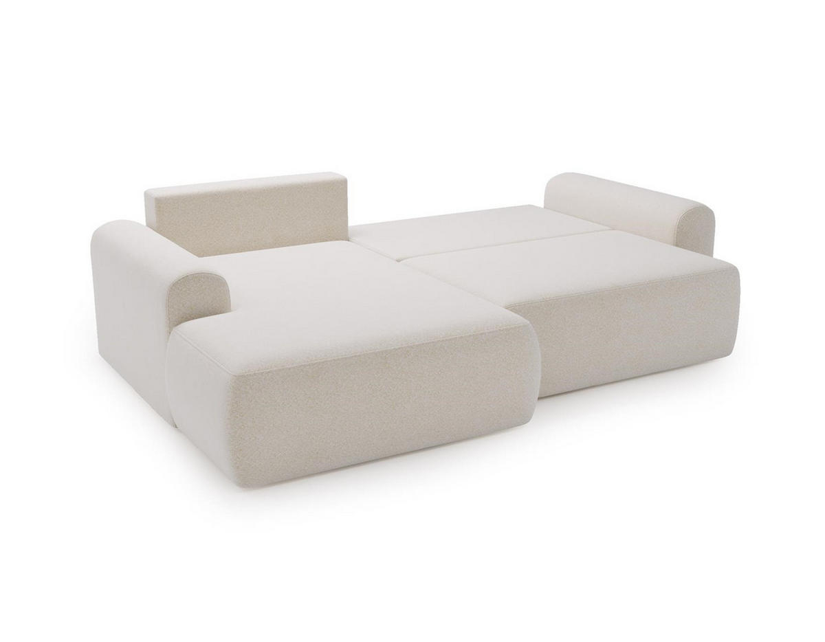 ECKSOFA Aurora Weiß, mit Schlaffunktion in Lambi Stoff, linke seite - Weiß, Holzwerkstoff/Textil (257/177cm) - Bettso